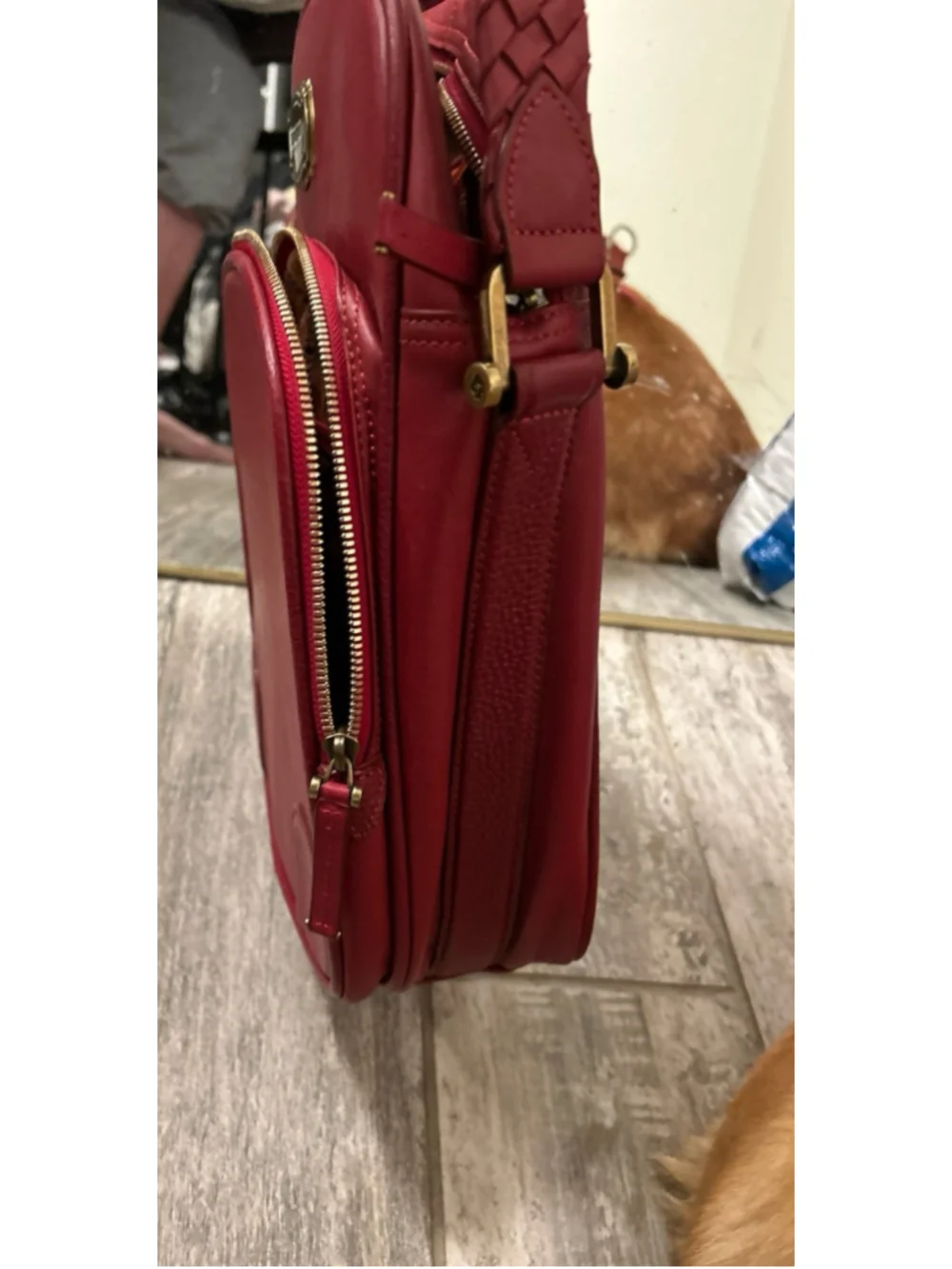 Samsonite Black Label large crossbody bag red leather backpack like new